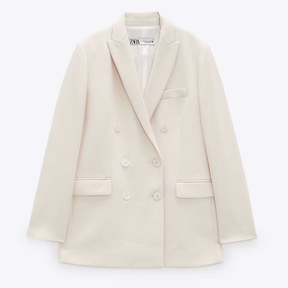 Zara Double Breasted Cream Blazer - NEW